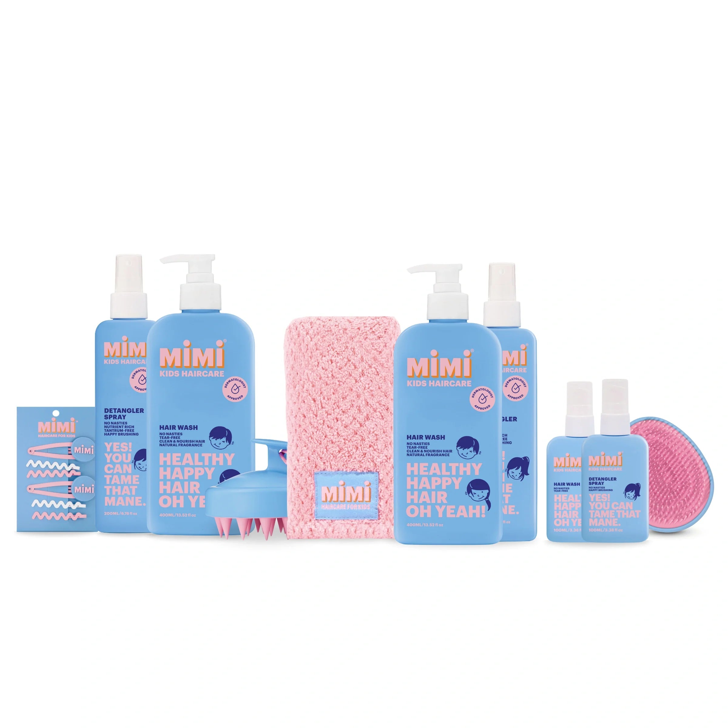 Mimi Haircare Mega Bundle with products on a white background